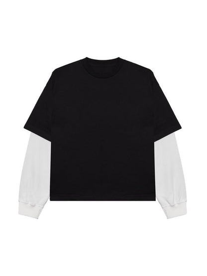 DOUBLE SLEEVE BLACK WHITE T SHIRT