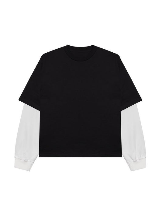 DOUBLE SLEEVE BLACK WHITE T SHIRT