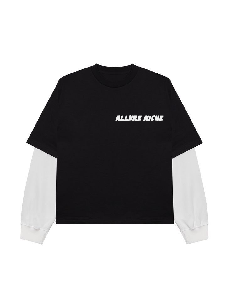 DOUBLE SLEEVE BLACK WHITE T SHIRT