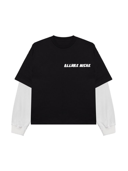 DOUBLE SLEEVE BLACK WHITE T SHIRT
