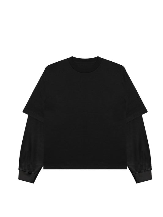 DOUBLE SLEEVE BLACK T SHIRT
