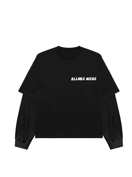 DOUBLE SLEEVE BLACK T SHIRT